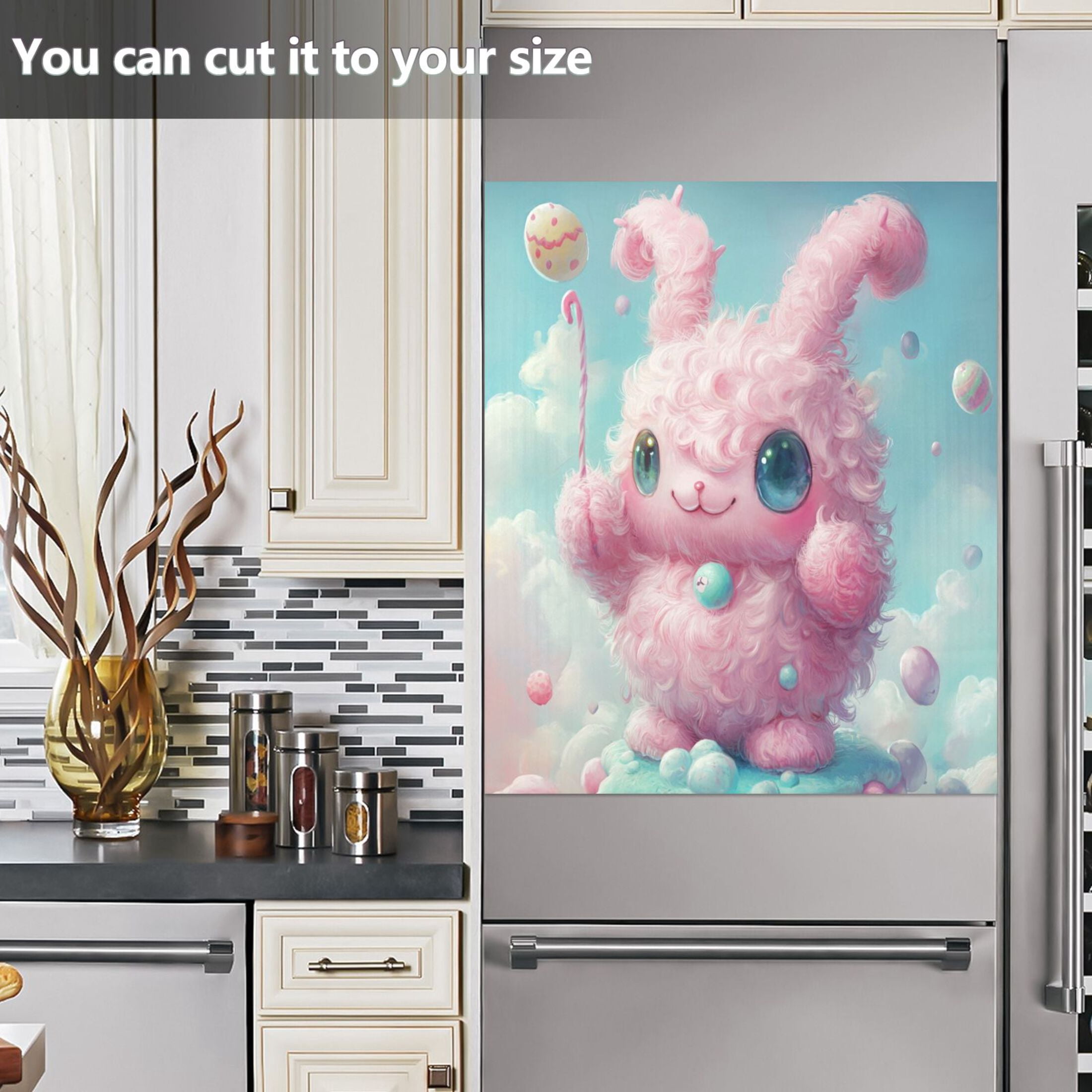 Dishwasher Magnetic Sticker 23x26 Inch Refrigerator Magnetic Sticker Washing Machine Magnetic Sticker Kitchen Panel Magnetic Sticker Home Decor Little Pink Cartoon Bunny