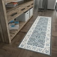 thumbnail image 3 of Traditional 2x10 Area Rug (2'3'' x 10') Floral Dark Gray Indoor Runner Easy to Clean, 3 of 10