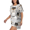 thumbnail image 2 of Haiem Funny Animals Series Pattern Pajama Set for Women 2 Piece Lounge Set Short Sleeve Tops and Shorts Soft Sleepwear-Large, 2 of 7