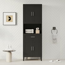70.9" High Freestanding Tall Bathroom Cabinet with a Drawer, 2 Cabinets, 4 Soft-Close Doors, 2 Adjustable Shelves, Open Storage, for Bathroom, Living Room, Laundry Room