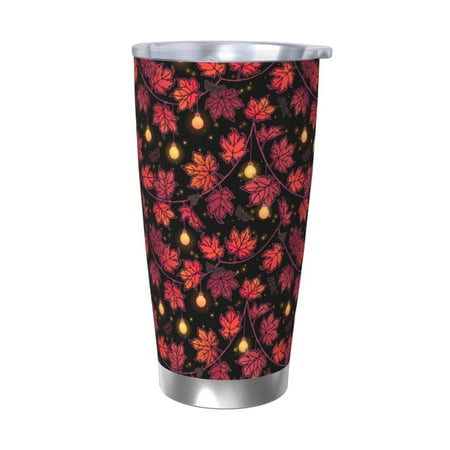 

Qekee Beautiful Maple Leaf Lantern Print 20OZ Car Cup Stainless Steel Vacuum Insulated Tumbler Tumbler Cup With Lid And Straw Travel Coffee Mug-Without Straw
