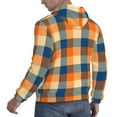 thumbnail image 6 of Daiia Warm Orange Plaid for Men's Fashion Hoodies & Sweatshirts with Kangaroo Pocket Hooded Sweatshirt Breathable & Moisture Wicking-3X-Large, 6 of 7