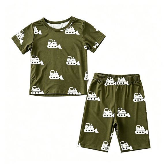Toddler Boy Outfits 2 Piece Graphic Print Short Sleeve Crew Neck T-Shirt Top And Shorts Outdoor Wear Baby Boys' Clothing Sets Size 2-3 Years