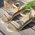 thumbnail image 3 of Womens Wedge Sandals Summer Dressy Espadrilles Open Toe Casual Platform Heeled Wedges with Adjustable Buckle Gold Size 6.5, 3 of 5