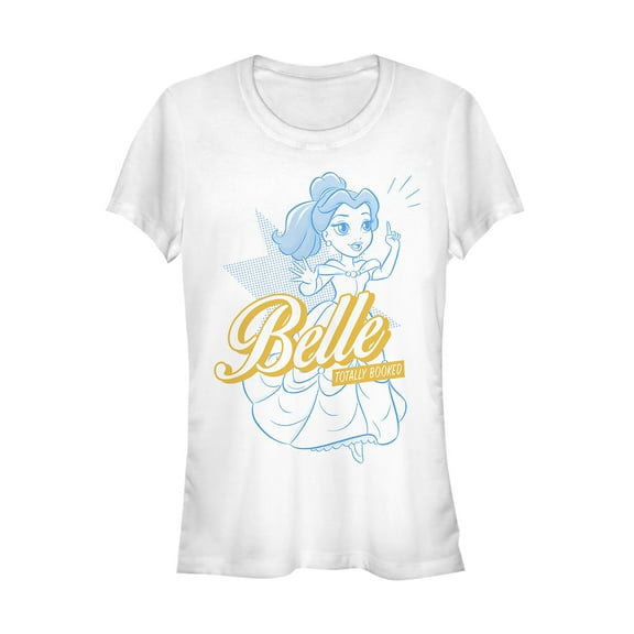 Junior's Beauty and the Beast Booked Pop Art  Graphic Tee White X Large