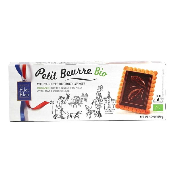 Filet Bleu - Organic Petit Beurre Biscuits With Dark Chocolate, 150G Box -  Walmart.com