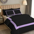 thumbnail image 3 of DNG Creations 3 Piece Full Black And Lilac Border Line Pattern Duvet Cover - 100% Egyptian Cotton, 800 Thread Count ( Full/Queen ), 3 of 5