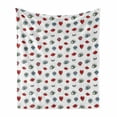 thumbnail image 1 of Emoticon Soft Flannel Fleece Throw Blanket, Beauty Illustration of Open Close Eyes in Hand Drawn Style with Hearts and Lips, Cozy Plush for Indoor and Outdoor Use, 60" x 80", Multicolor, by Ambesonne, 1 of 6