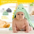 thumbnail image 3 of KABOER Baby Bath Towel, 9 Pcs Baby Hooded Towels and Washcloth Set, Coral Fleece Absorbent Soft Baby Towels for Newborn, Cartoon Animal Hooded Bath Blanket for Kids Toddler Infant Shower, 3 of 7