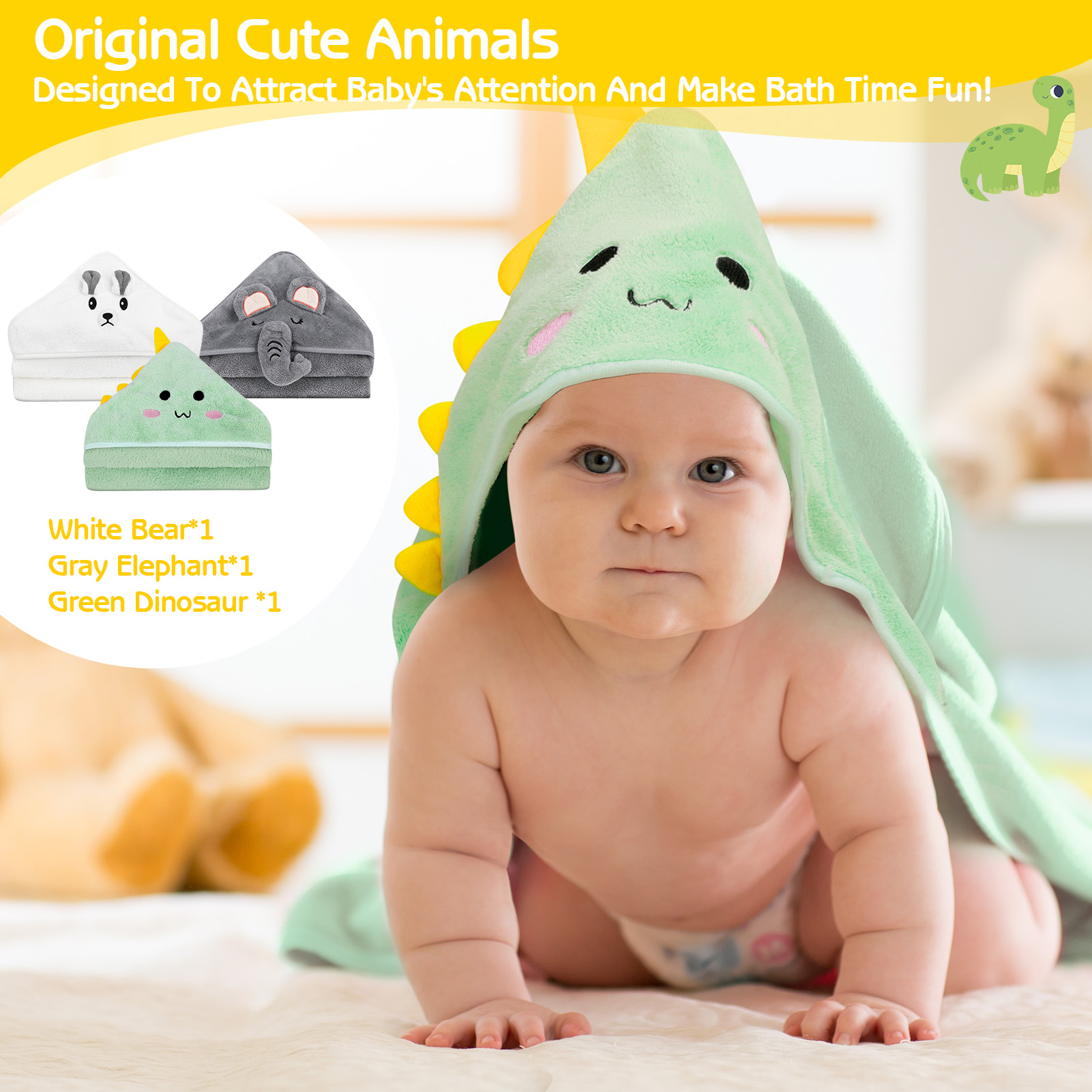 Kaboer Baby Hooded Towels & Washcloth Set, 9 Pieces photo 3