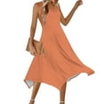 thumbnail image 4 of Dvprdro Women's Summer Tank Dress Fashion Solid Crew Neck Sleeveless A Line Flowy Casual Loose Beach Midi Dress, 4 of 5