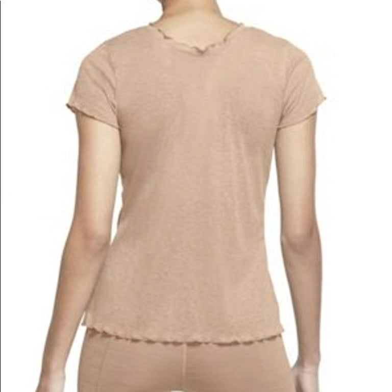 Nike Women Yoga Short Sleeve Top CU5383 283 size Medium New With