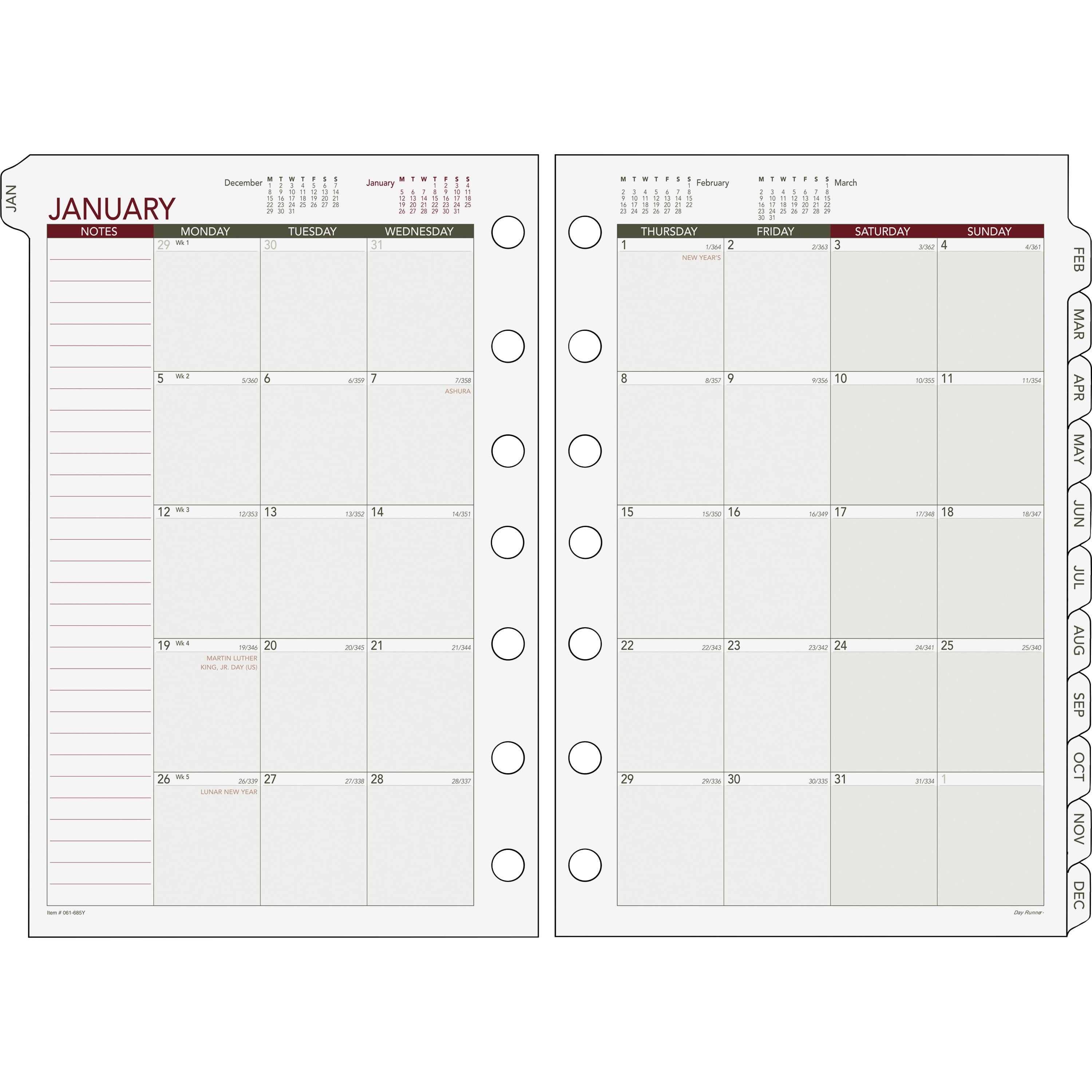 Day Runner Loose leaf Monthly Planner Refills Walmart