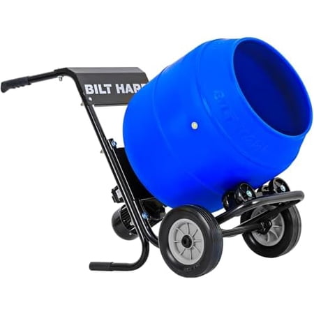 BILT HARD Cement Mixer 4 Cu.Ft. Portable Electric Poly Drum Concrete Mixer, Heavy Duty Power Cement Mixing Machine for Mortar, Stucco and Fodder