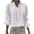 thumbnail image 2 of Vmvidoty Womens V Neck Pleated Long Sleeve Tops 2026 Summer Casual Loose Ruffle Sleeve Work Blouse Dressy T Shirts White S, 2 of 6