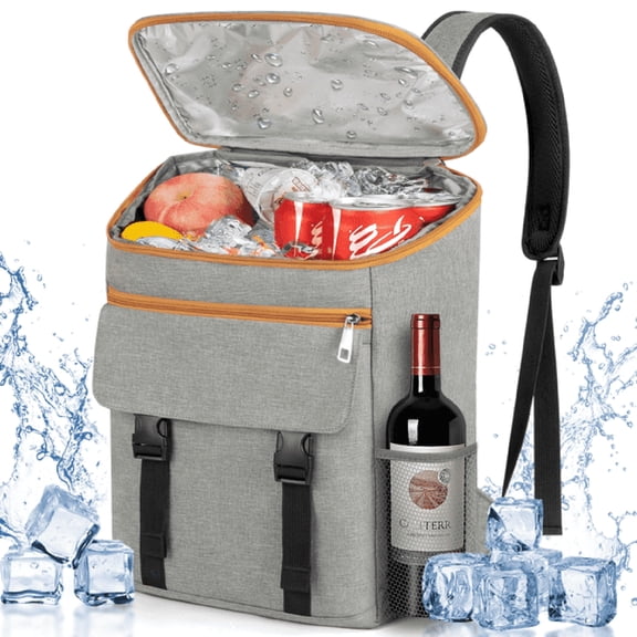 GASTROPOD Camping Cooler Backpack 50 Can,Large Capacity Cooler Bag Insulated Compartments Thermal Pocket,Leakproof & Lightweight Travel Cooler Bag,Waterproof Picnic Camping Beach Bag,Gray