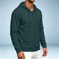 thumbnail image 5 of Qwertyu Zip Up Hoodie Men Long Sleeve Fleece Hooded Cardigan with Pocket Lightweight Loose Fit Athletic Jackets Dark Green M, 5 of 6