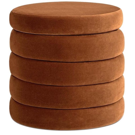 Pemberly Row 19" Performance Velvet Oversized Storage Ottoman in Burnt Orange