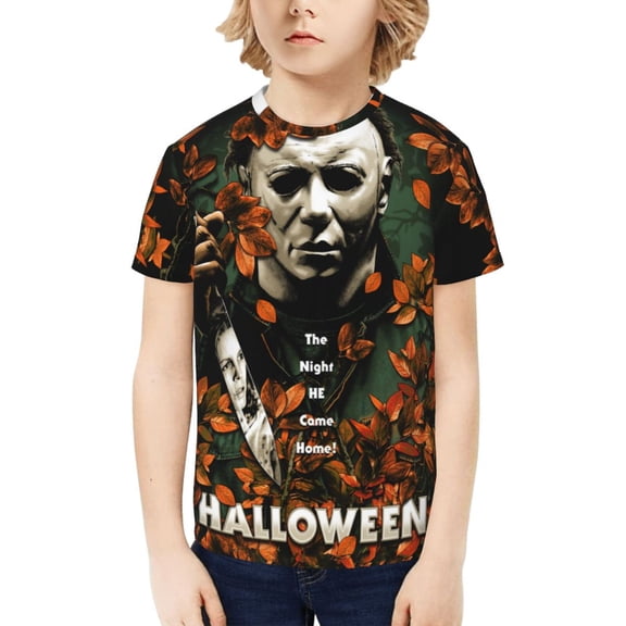 Michael Myers T-Shirt for Boys Girls Youth, 3D Printed Graphic T-Shirts Short Sleeve Summer Casual Tee Shirts for Kids