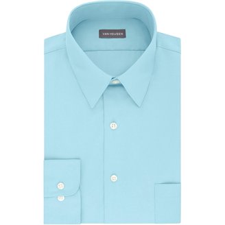 Van Heusen Mens Dress Shirt Fitted Poplin Solid 17 Neck 32-33 Sleeve Dark  Leaf - Walmart.com