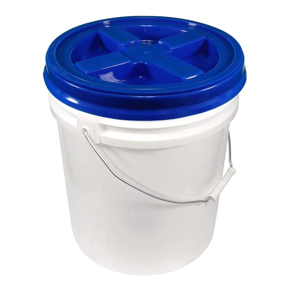 Bucket Kit, One White 5 Gallon Bucket 90 mil with Blue Gamma Seal Lid