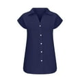 thumbnail image 3 of hotojiny Button Down Shirts for Women Casual Cap Sleeve Linen Tops Lounge Summer Loose Lightweight Blouse, 3 of 5