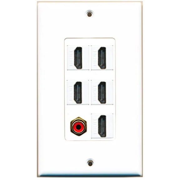 RiteAV - 5 Port HDMI 1 RCA Red Wall Plate Decorative