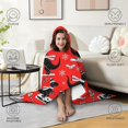 thumbnail image 4 of Wearable Blanket,Red Cartoon Dinosaurs Skiing Pattern Hooded Wearable Flannel Blanket for Adults & Teens,Winter Poncho Shawl Wrap Cape Cozy Anti-Pill,50"x60", 4 of 5