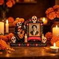 thumbnail image 3 of Dia De Los Muertos Picture Frames, Day of the Dead Altar Frame Set with Mariachi Skeleton, Wooden Ofrenda Style Tabletop Display, Fiesta Decor, 3 of 6