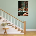 thumbnail image 3 of Mudket Leopard on Emerald Green Velvet Sofa Canvas Wall Art, Vintage Chinoiserie Floral Canvas Art for Living Room Bedroom Print for Luxury Apartment Home Decor , Framed Ready to Hang - 12"L x 8"W, 3 of 9