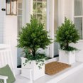 thumbnail image 3 of Árbol de bola topiario de cedro artificial para exteriores con espiga de tierra, planta verde de imitación, 19,68 pulgadas de altura, fácil montaje para la decoración del porche del patio del jardín, 3 of 5