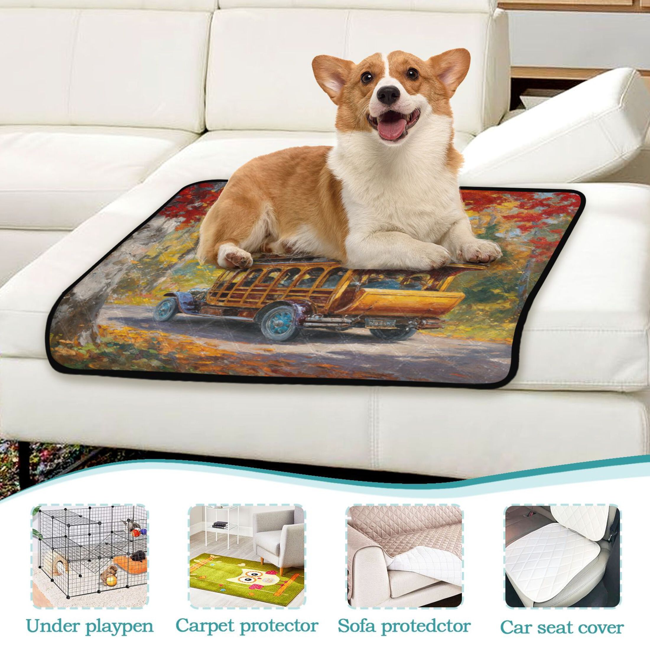 IAUYY Washable Pee Pads for Dogs Smallx3 Absorbent and Leak-Proof Non-Slip Reusable Puppy Pee Pads for Dogs Applicable to Playpen Potty Crate Old-fashioned Wooden Bus