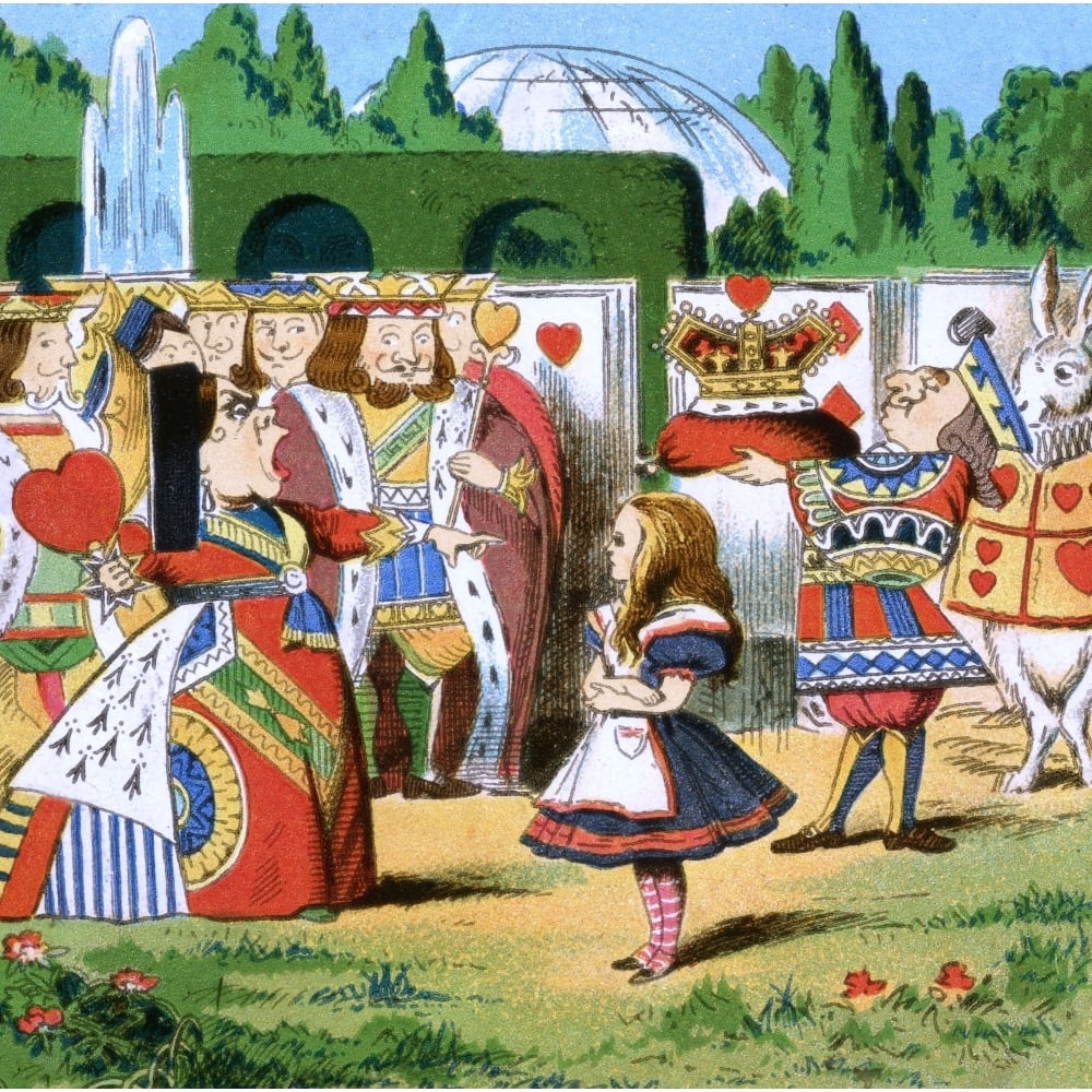alice in wonderland alice and red queen poster print by mary evans