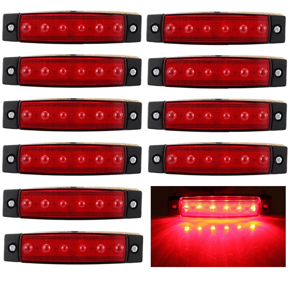 10x Red 6LED Side Marker Indicators Light Truck Trailer Lorry RV