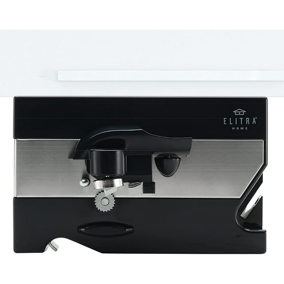 Elitra 3 in 1 Under the Cabinet Electric Can Opener, Blade Sharpener, Bottle Opener, Under The Counter Mount, For Large And Small Cans, Black And Silver