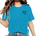 thumbnail image 1 of AherBiu Hauts d'Été pour Femmes Manches Courtes T-Shirts Confortables Imprimé Cœur Col Rond Basiques Blouse, 1 of 5