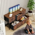 thumbnail image 3 of Nextay 5-Drawer Fabric Dresser TV Stand for 45" TV, Storage Dresser Closet with Steel Frame & Wooden Top for Living Room, Dressing Room, Entryway, Brown, 3 of 7