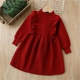 thumbnail image 3 of GUOBIOZIY Toddler Girls Sweater Dresses Crewneck Long Sleeve A-Line Ribbed Knit Dresses Kids Fall Winter Dresses RD2,2-3 Y, 3 of 3