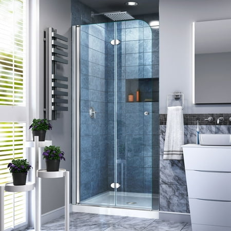 DreamLine Aqua Fold 33 1/2 in. W x 72 in. H Frameless Bi-Fold Shower Door in (Best Frameless Shower Doors Reviews)