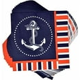 thumbnail image 4 of 96 Pcs Nautical Anchor Party Supplies Paper Plate Cup Napkin for Sailor Boat Ship Navy Red White Striped Birthday Disposable Dinnerware Serves 24, 4 of 9