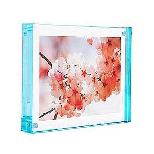 The original acrylic 4x4 MAGNET FRAME with AQUA-BLUE Edge by Canetti - 4x4