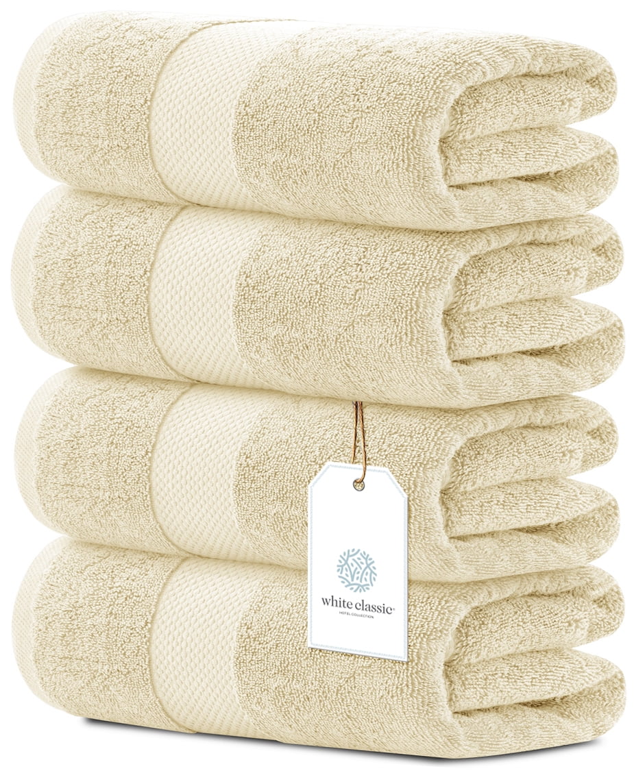 White Classic Luxury XL Bath Towels 4 Pack Hotel Quality Quick Dry Ultra Soft 27 x 54 700 Gsm For Body Gym Beige Walmart