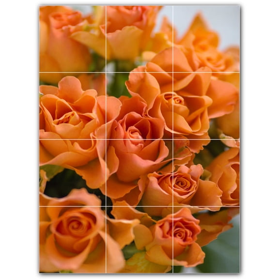 Picture-Tiles.com: Flowers Ceramic Tile Wall Mural WAL500620-34S. 12.75"W x 17"H using (12) 4.25" x 4.25" Ceramic Tiles-Satin Finish