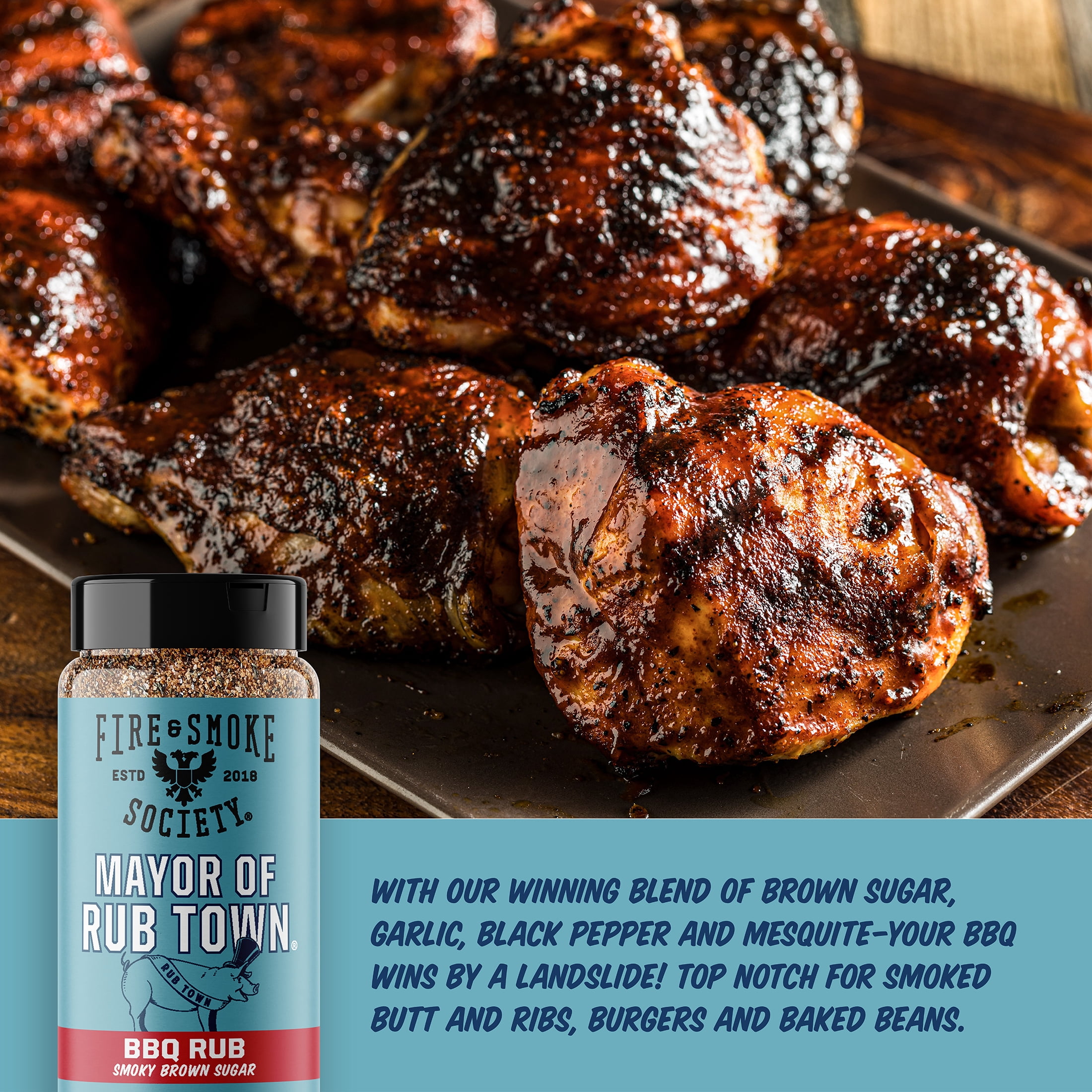 Fire & Smoke Society Mayor of Rubtown Barbecue Seasoning Rub, 7.6 Ounce