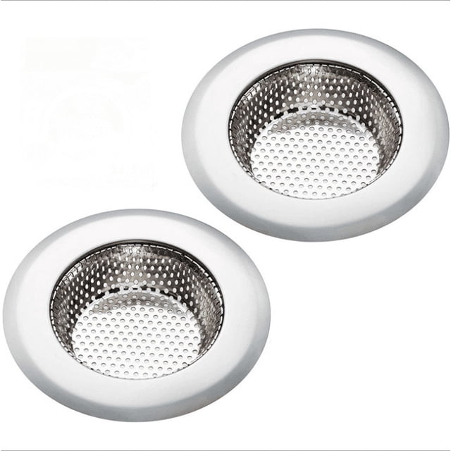 Colador para fregadero de cocina Rawiri de 2 piezas, acero inoxidable, borde ancho grande de 4,5" de diámetro