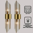 thumbnail image 3 of Moose 2-Light Modern Brushed Titanium Gold Wall Sconce with Clear Glass Shades, 3 of 9