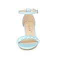 thumbnail image 6 of BLISSFUL STEP Women's Heels Braided Open Toe Block Heel Ankle Strap Sandals Light Blue 7, 6 of 7
