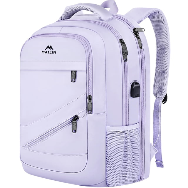 Mochila MATEIN para portátil extragrande de 18,4 pulgadas con puerto USB, color morado