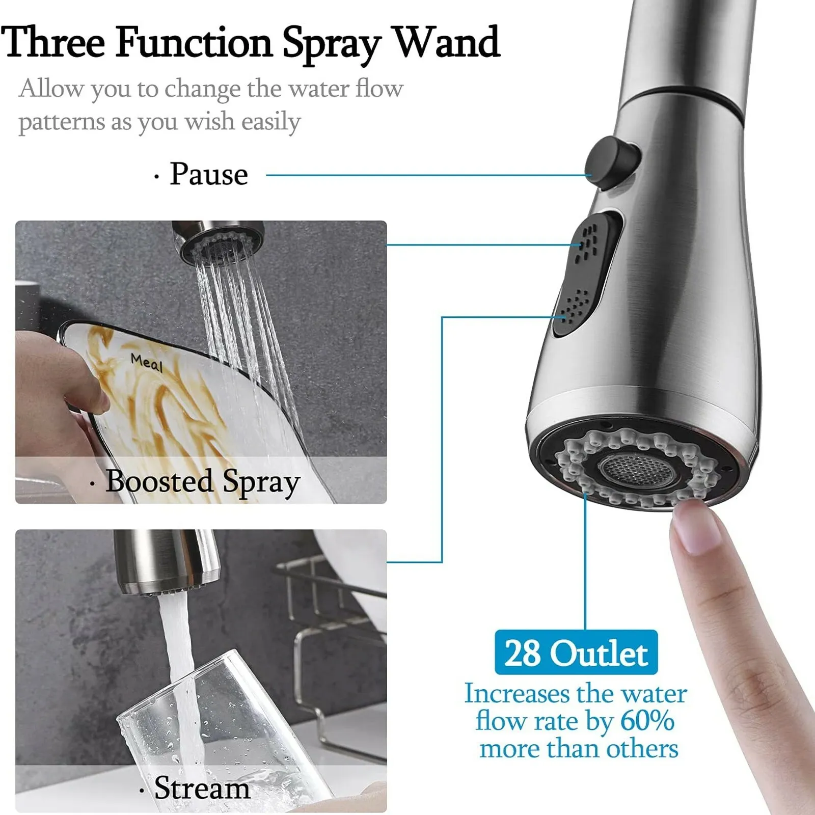 Zovajonia Touch on sensor Kitchen Faucet Sink Pull Down Swivel Mixer Faucet Brushed Nickel