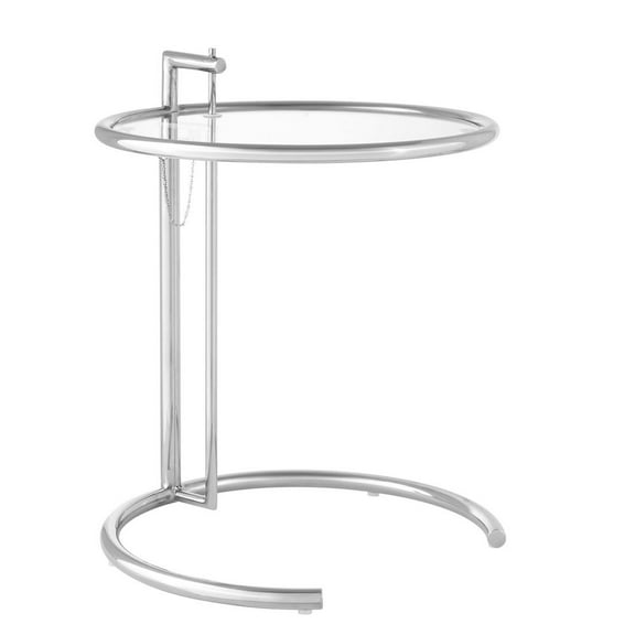 Modway Eileen Gray Modern Glass & Steel End Table in Chrome/Clear